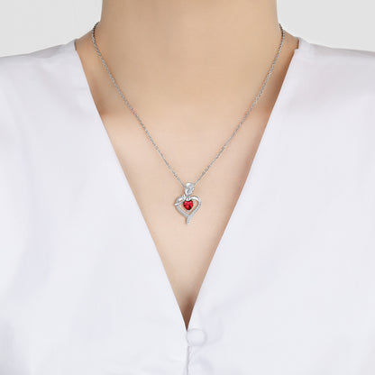 Rose Heart-shaped Necklace With Rhinestones