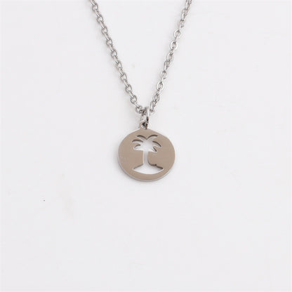 Titanium Steel Hollow Coconut Tree Pendant Neck Accessories Men