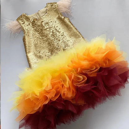 Baby Girl Princess Feather Sequin Dress