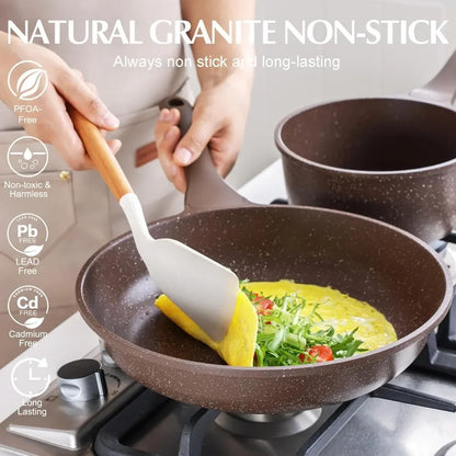 Non-toxic Kitchen Cooking Set With Granite Coating