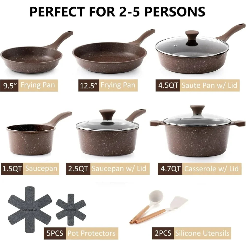 Non-toxic Kitchen Cooking Set With Granite Coating