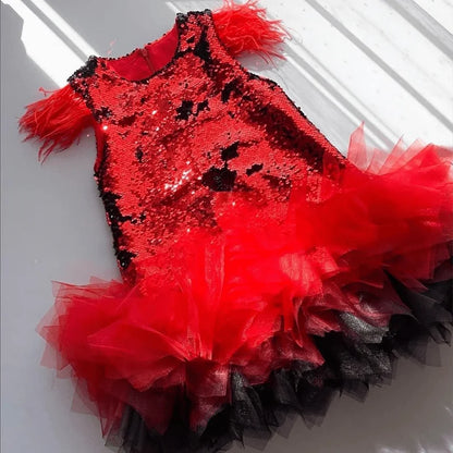 Baby Girl Princess Feather Sequin Dress