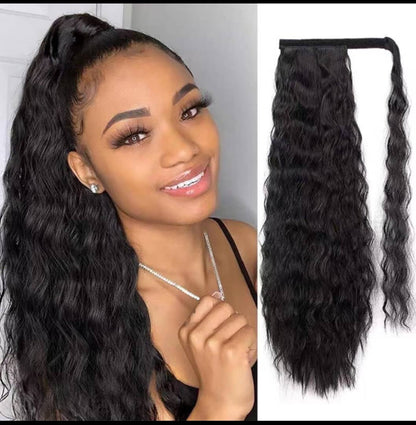 Human hair ponytail