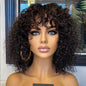 Water Wave Fringe Human Hair Wigs With Bangs